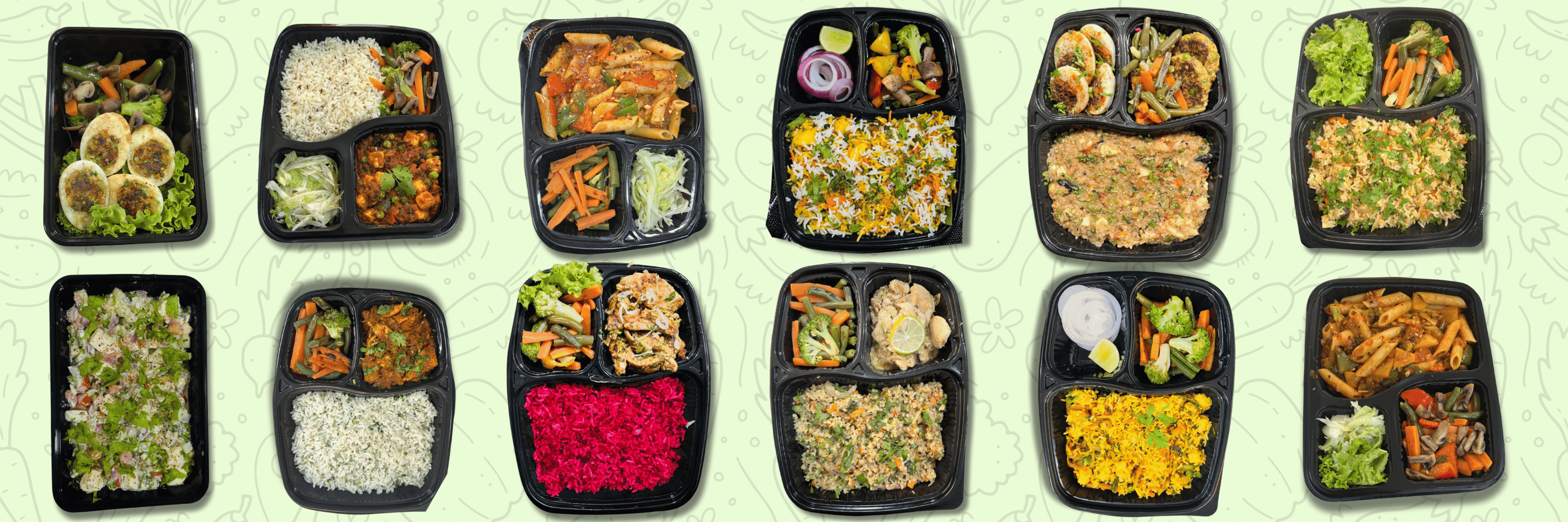 A spread of freshly cooked diet meals